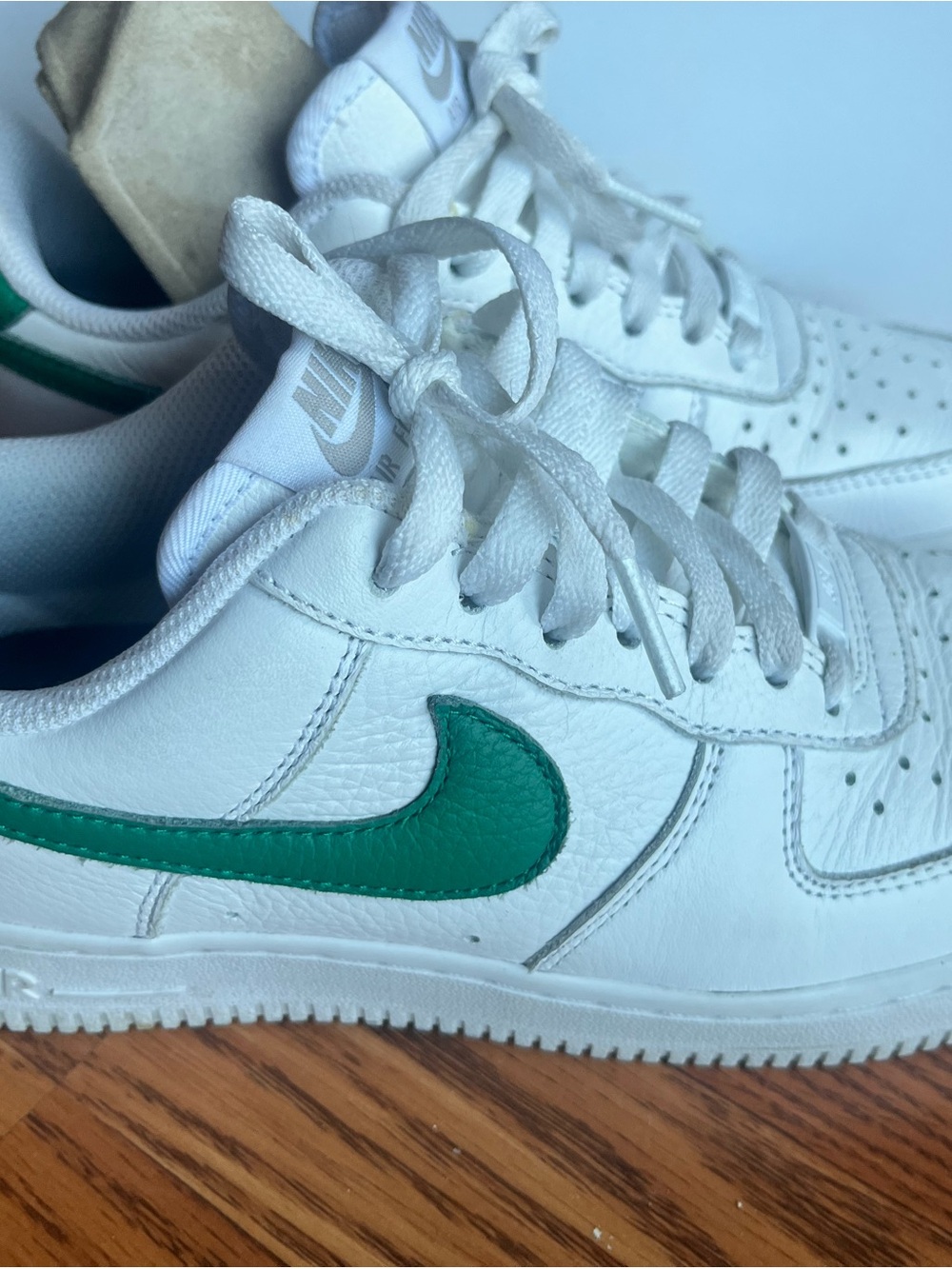 Nike Air Force 1 Low By You  in white & green - Size 6.5 - Runs Large